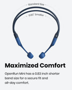 Shokz OpenRun Mini Bone Conduction Waterproof Bluetooth Headphones for Sports with Cooling Wristband (Blue, Mini)