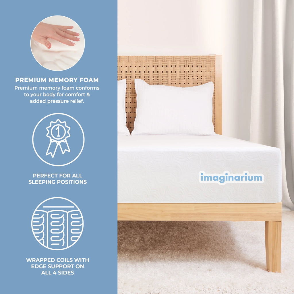 Imaginarium 10" Hybrid of Memory Foam and Coils Mattress with Antimicrobial Treated Cover, Queen