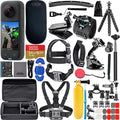 insta360 X3 - Waterproof 360 Action Camera with 1/2" 48MP Sensors, 5.7K 360 HDR Video, 72MP 360 Photo Bundle with 64gb Memory + High Speed Card Reader & 50 Piece Accessory Kit