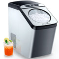 Thereye Countertop Nugget Ice Maker, Top-Loading Pebble Ice Maker Machine, 30lbs Per Day, 2 Ways Water Refill, Self-Cleaning, Stainless Steel Finish Ice Machine for Home Office Bar Party