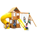 KidKraft Castlewood Wooden Swing Set / Playset with Clubhouse, Mailbox, Slide and Play Kitchen