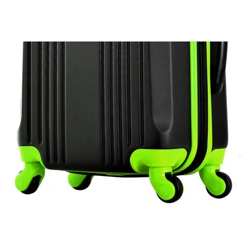 Olympia U.S.A. Apache 3-Piece Expandable Hardcase Luggage Set with Spinner Wheels, Black/Lime