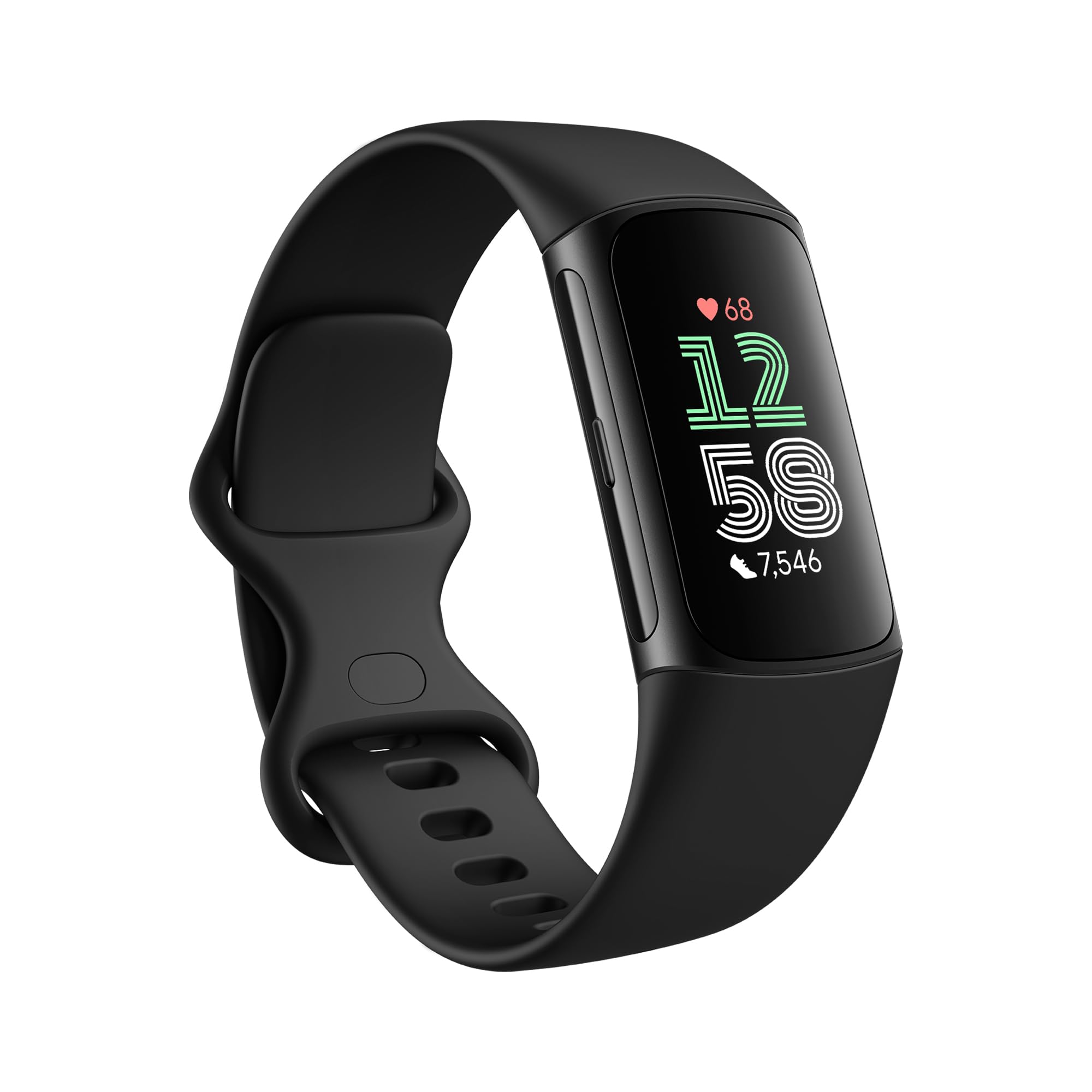 Fitbit Charge 6 Fitness Tracker with Google apps, Heart Rate on Exercise Equipment, 6-Months Premium Membership Included, GPS, Health Tools and More, Obsidian/Black, One Size (S &amp; L Bands Included)