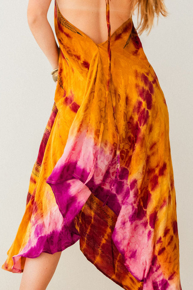 Sun Child Classic Silk Dress - Cherry