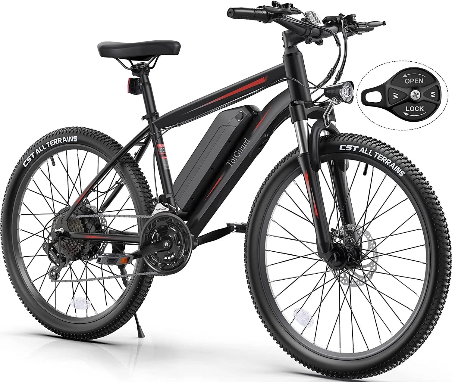 TotGuard 27.5" Electric Bike for Adults 500W Ebike, Adult Electric Bicycles Electric Mountain Bike with 48V 10Ah Removable Lithium Battery,Shimano 21S Gears,Lockable Suspension Fork
