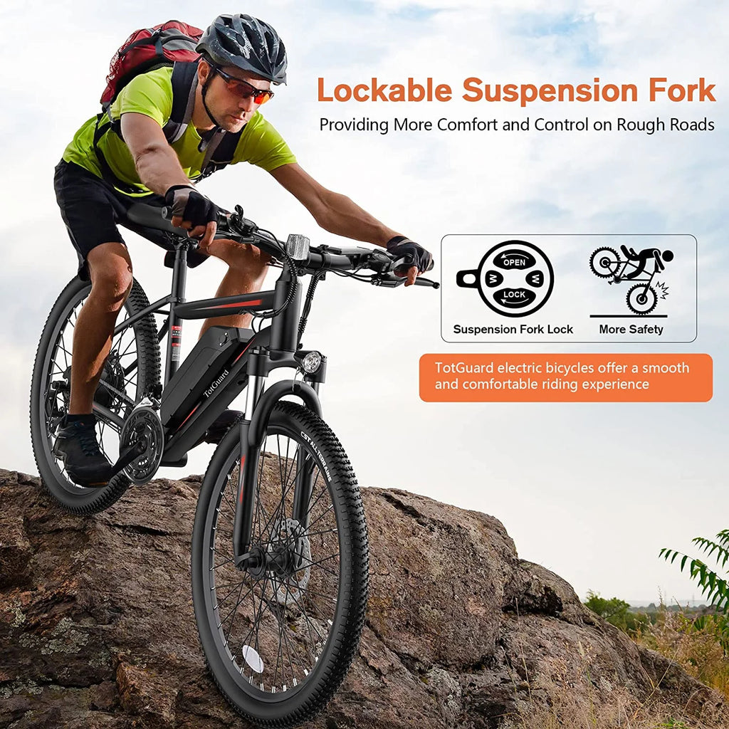 TotGuard 27.5" Electric Bike for Adults 500W Ebike, Adult Electric Bicycles Electric Mountain Bike with 48V 10Ah Removable Lithium Battery,Shimano 21S Gears,Lockable Suspension Fork