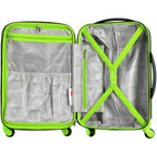 Olympia U.S.A. Apache 3-Piece Expandable Hardcase Luggage Set with Spinner Wheels, Black/Lime