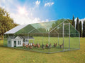 Oarlike Metal Chicken Coop for 20 Chickens Large Chicken Runs for Yard with Cover Galvanized Steel Outdoor for Hen Duck Rabbits Goose Puppy Heavy Duty Walk-in Poultry Cage for Outside