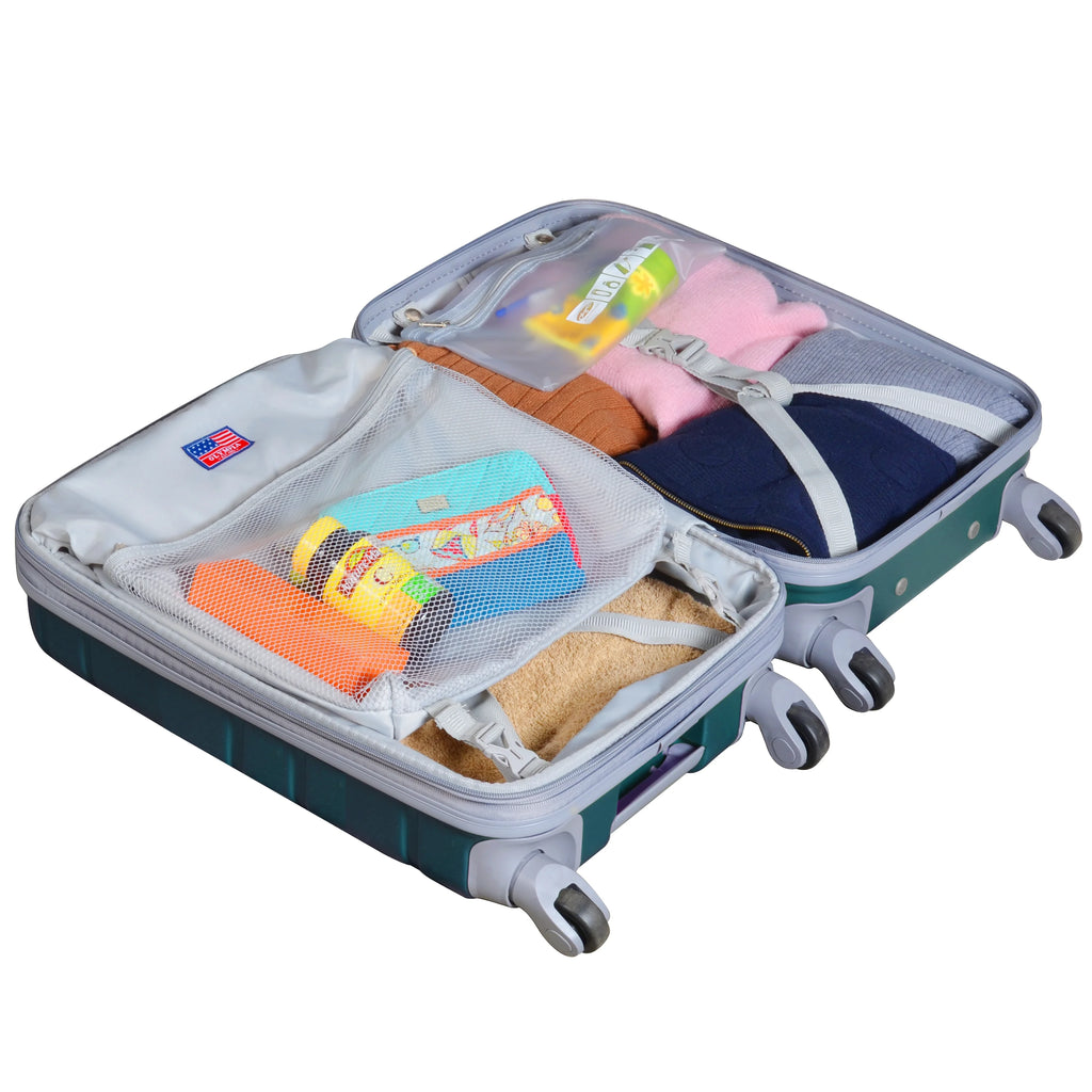 Olympia U.S.A. Denmark 3-Piece Expandable Hardcase Luggage Set with Spinner Wheels, Teal