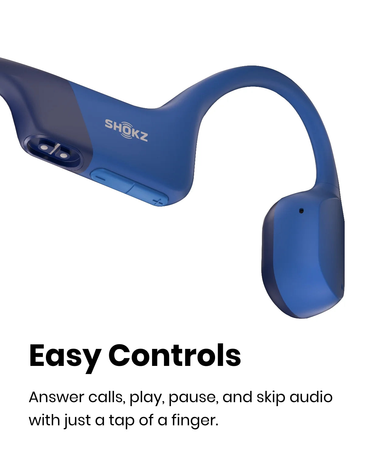 Shokz OpenRun Mini Bone Conduction Waterproof Bluetooth Headphones for Sports with Cooling Wristband (Blue, Mini)