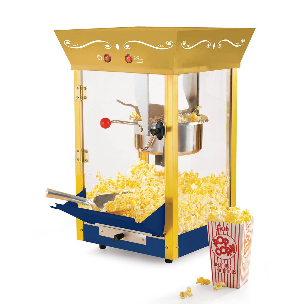 Nostalgia Appliances Popcorn Cart Vintage Movie Theatre Popcorn Machine, Navy