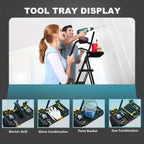 HBTower Folding 5-Step Ladder, 330lbs, with Handrails and Tool Tray and Anti-Slip Pedal, Black
