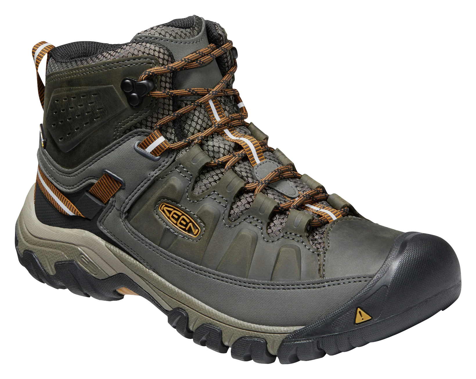 KEEN Targhee III Mid Waterproof Hiking Boots for Men - Black Olive/Golden Brown - 9W