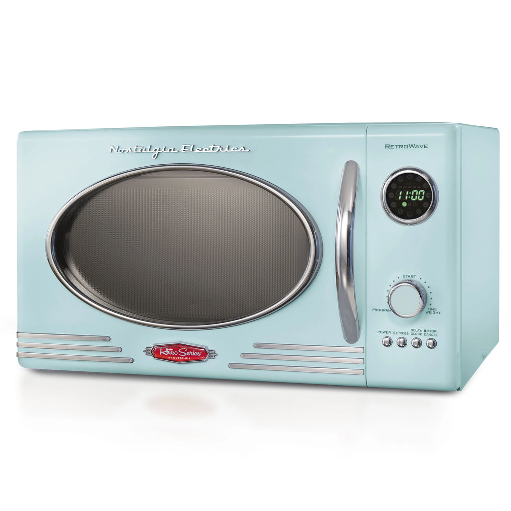Nostalgia Retro Microwave for Countertop 0.9 cu ft Vintage Microwave, Aqua