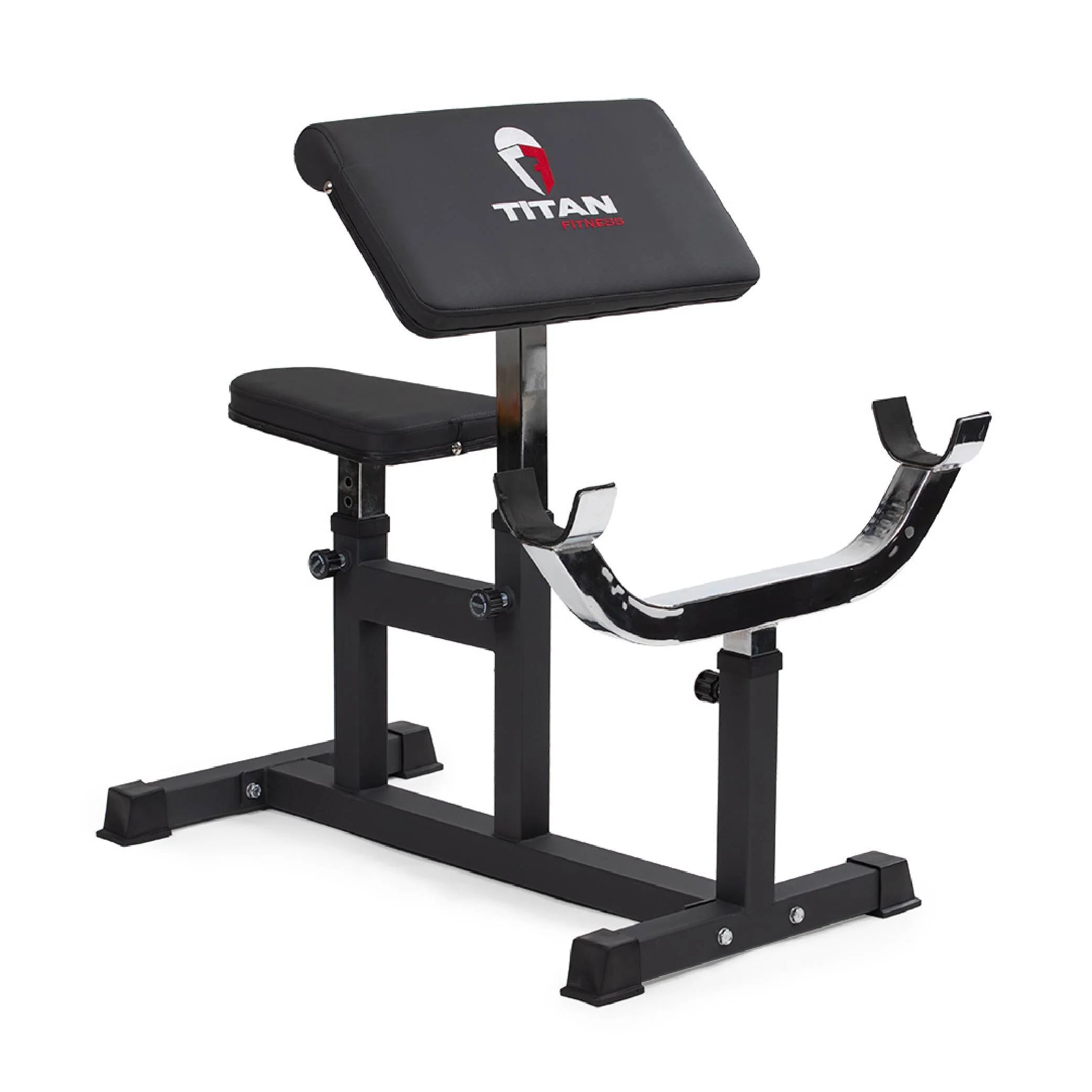 Titan Fitness Adjustable Arm Preacher Curl Weight Station, Seated Strength Training Fitness Bench, Rated 250 LB, Isolated Barbell Dumbbell Bicep Tricep Muscle Home Gym Fitness Equipment