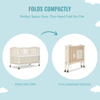 Dream On Me Full Size 2-in-1 Folding Stationary Side Crib, Locking Wheels, French White