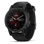 Garmin Fenix 5S Plus Sapphire Smart Watch, Black with Black Band