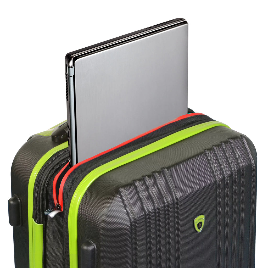 Olympia U.S.A. Apache 3-Piece Expandable Hardcase Luggage Set with Spinner Wheels, Black/Lime