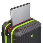 Olympia U.S.A. Apache 3-Piece Expandable Hardcase Luggage Set with Spinner Wheels, Black/Lime