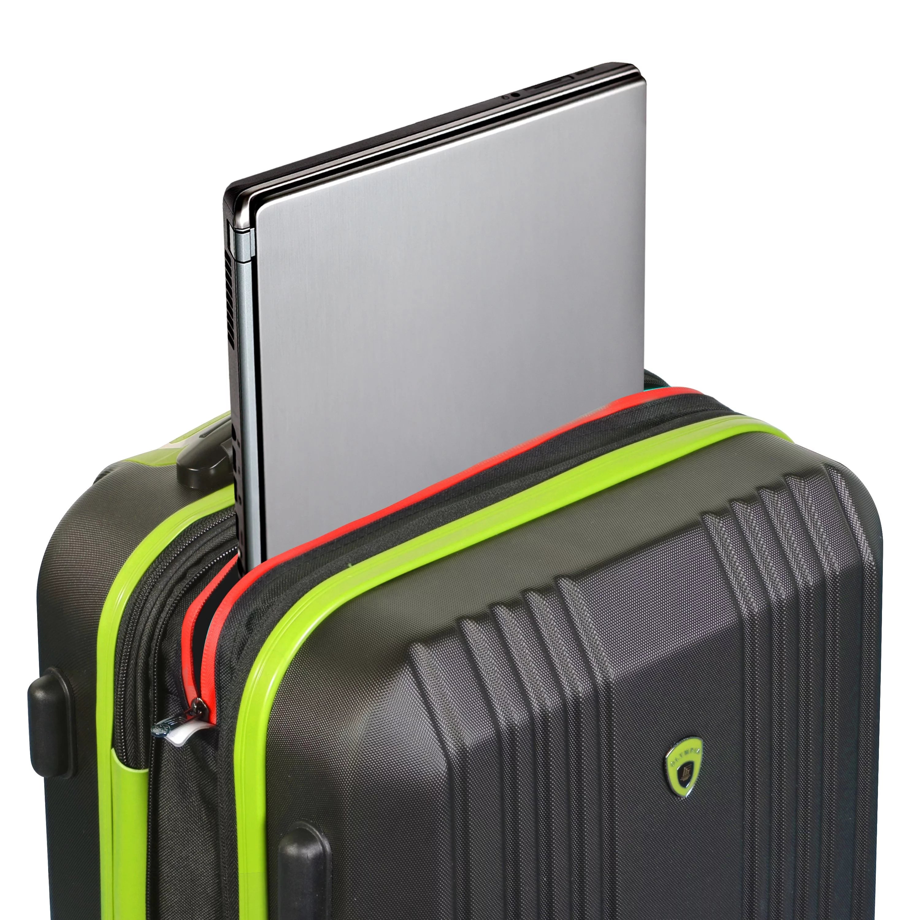 Olympia U.S.A. Apache 3-Piece Expandable Hardcase Luggage Set with Spinner Wheels, Black/Lime
