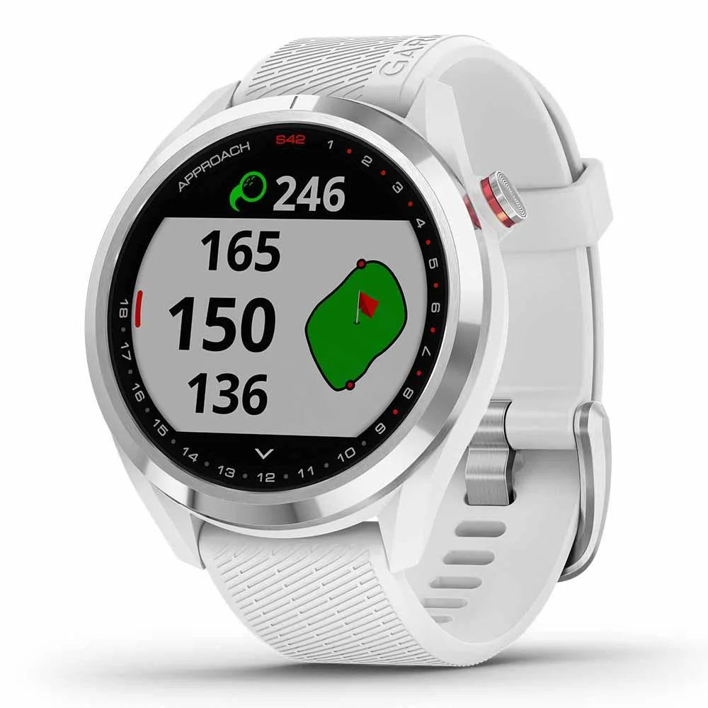 Garmin Approach S42 (White) Golf GPS Watch Power Bundle | 2021 Model | with PlayBetter Portable Charger & HD Screen Protectors