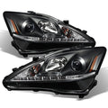 Fits 2006-2013 Lexus IS250 IS350 Black LED DRL Projector Headlights Left RIght