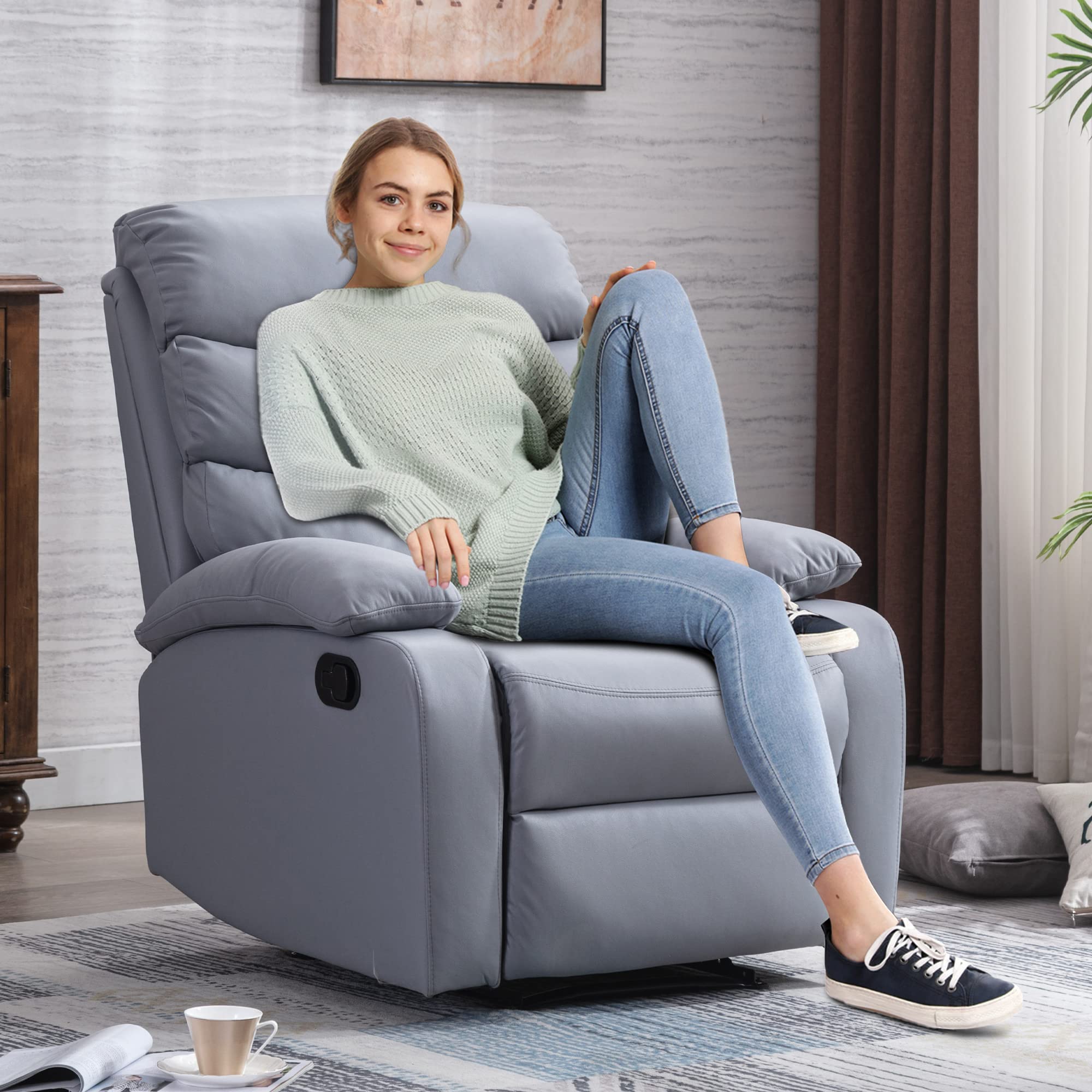 hzlagm Recliner Microfiber Technology Overstuffed