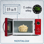 Nostalgia Retro Microwave for Countertop 0.9 cu ft Vintage Microwave, Red