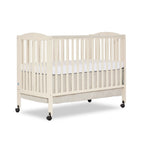 Dream On Me Full Size 2-in-1 Folding Stationary Side Crib, Locking Wheels, French White