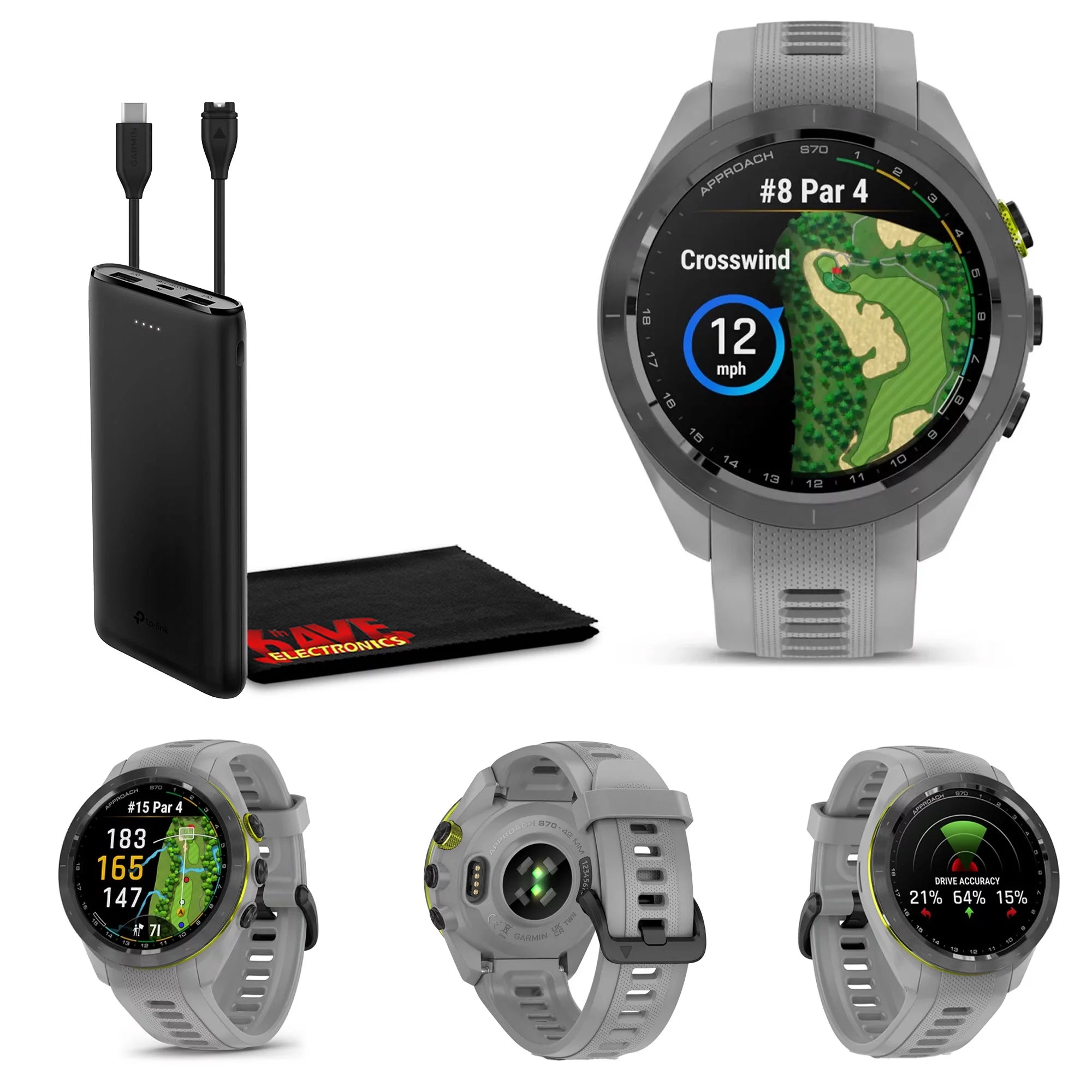 Garmin Approach S70 42MM Fitness Tracker Watch, Golf GPS Premium Smartwatch For Men, 1.2" Touchscreen, Garmin Watch With AMOLED Display and 42000 Preloaded Courses - Gray - Garmin Watches For Men