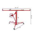 Winado 11 FT Drywall Lift Panel Rolling Hoist Jack Lifter Sheetrock, Drywall Lifting Construction Tools Caster Wheel with Adjustable Telescopic Arm, Red
