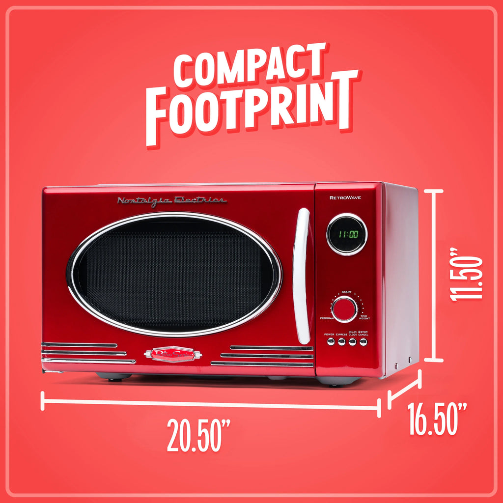 Nostalgia Retro Microwave for Countertop 0.9 cu ft Vintage Microwave, Red