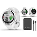 Garmin Approach S42 (White) Golf GPS Watch Power Bundle | 2021 Model | with PlayBetter Portable Charger & HD Screen Protectors