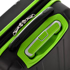 Olympia U.S.A. Apache 3-Piece Expandable Hardcase Luggage Set with Spinner Wheels, Black/Lime