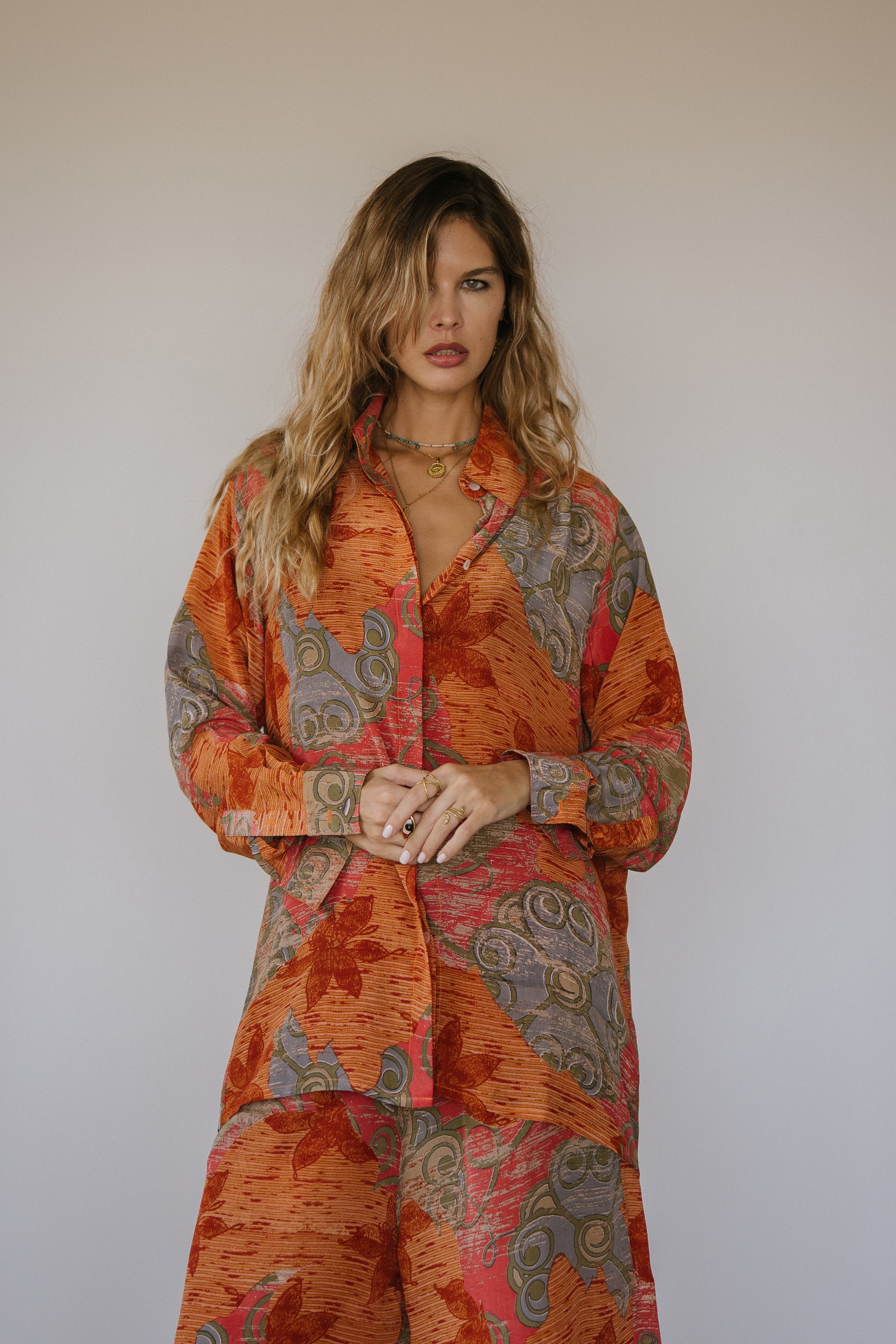 Open Back Boyfriend Shirt - Cosmo