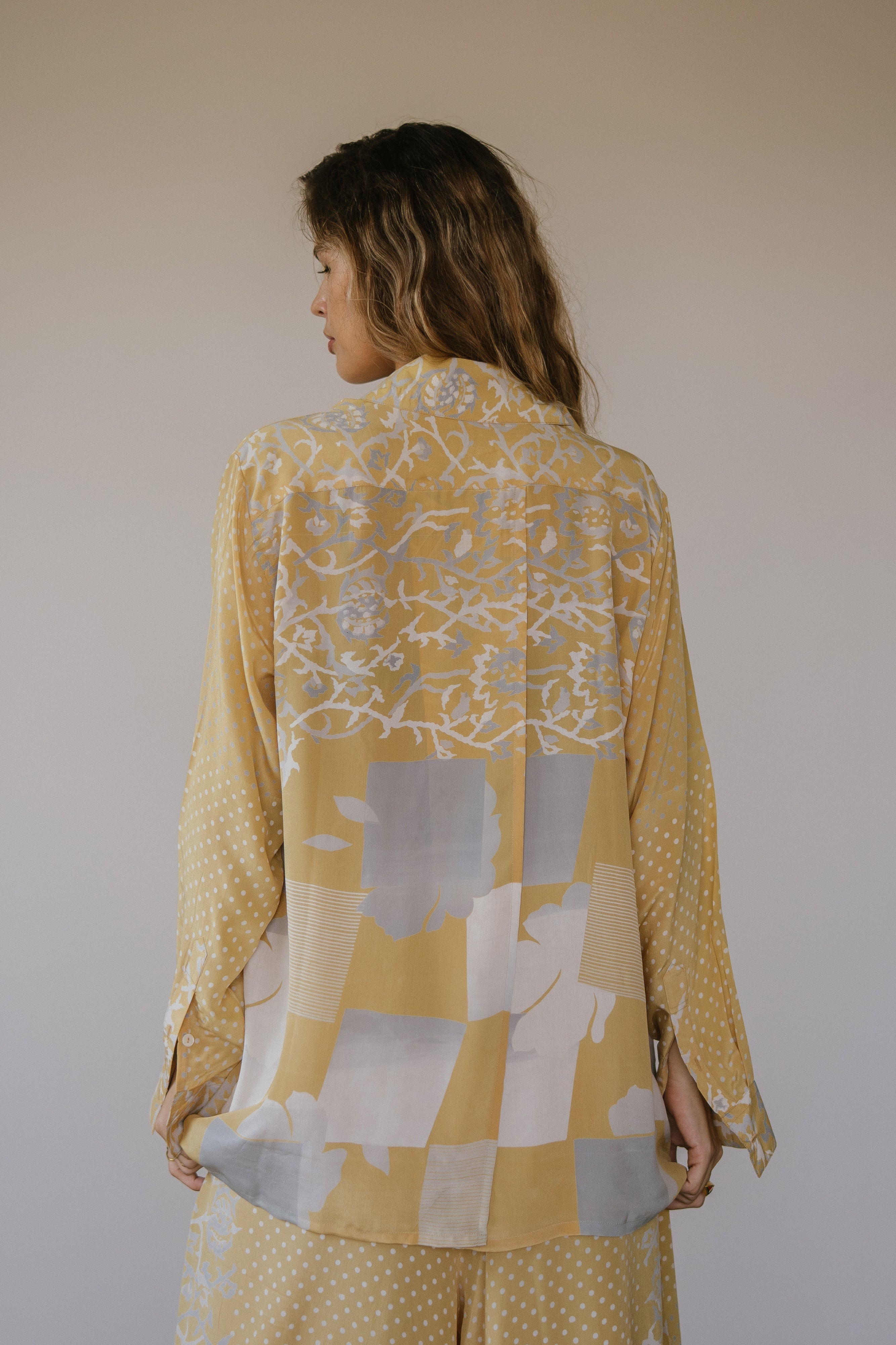 Open Back Boyfriend Shirt - Galaxy