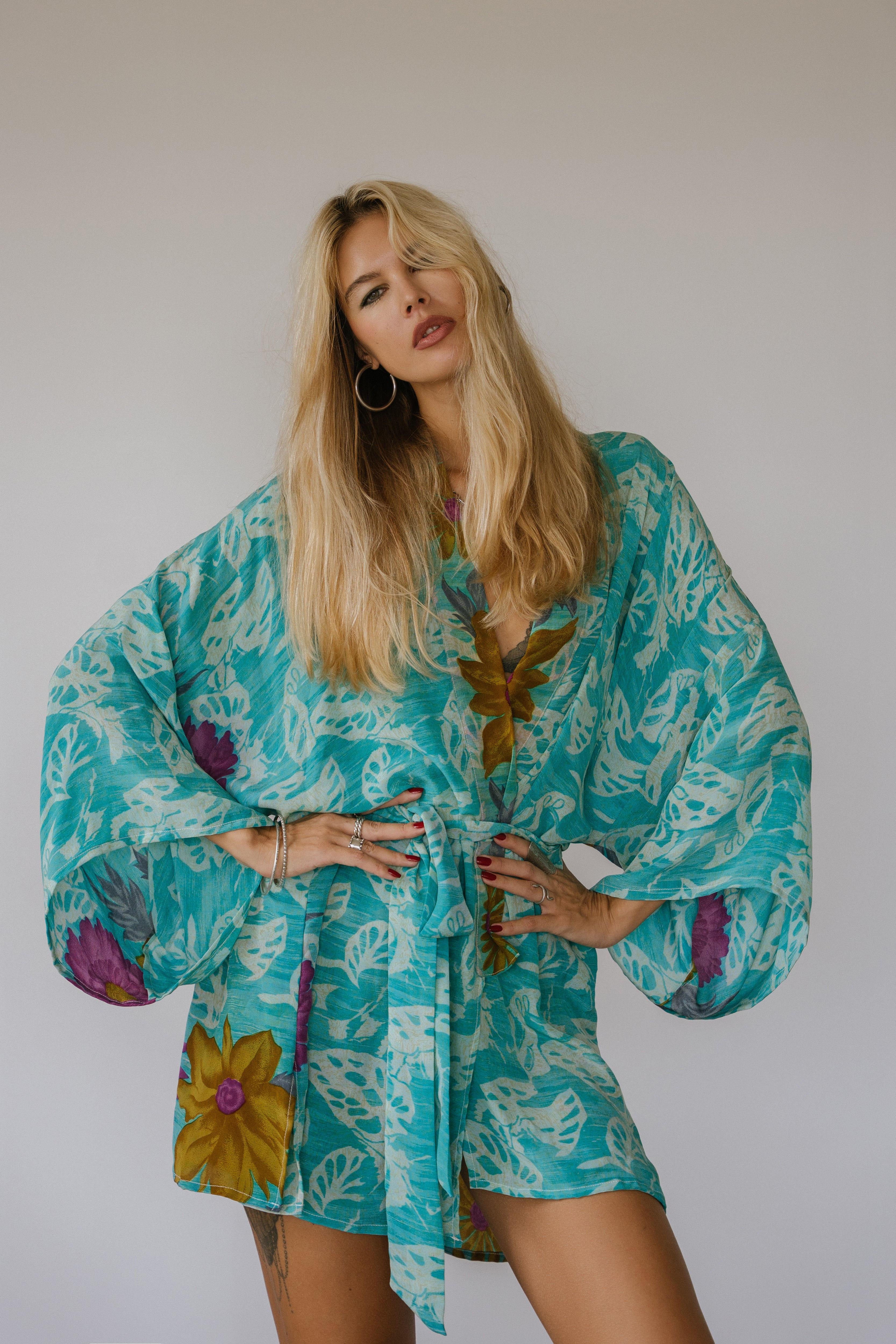 Kimono Wrap Dress - Ocean
