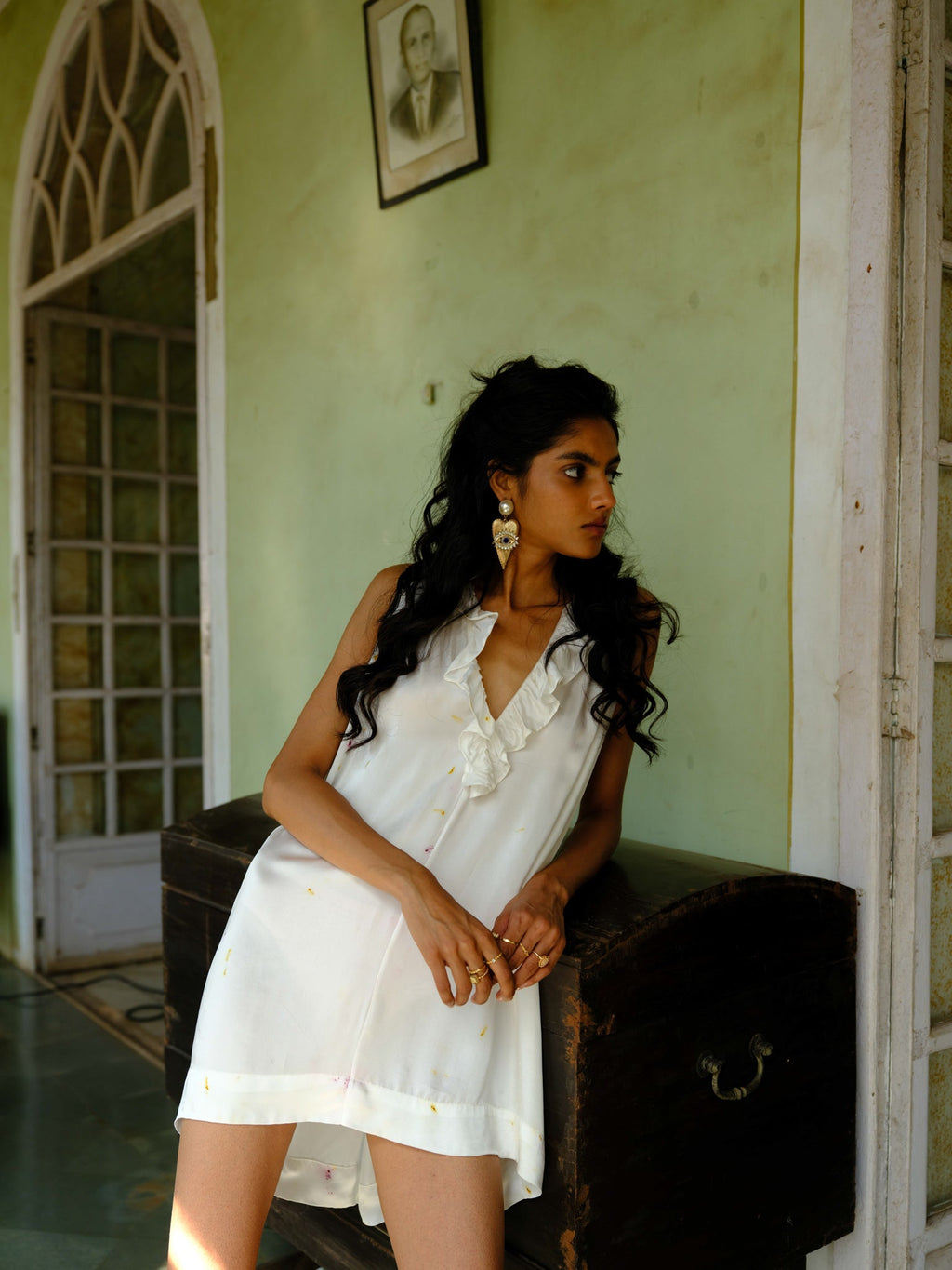 The Nightie Dress - White Botanical