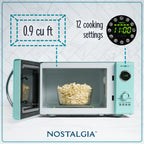 Nostalgia Retro Microwave for Countertop 0.9 cu ft Vintage Microwave, Aqua