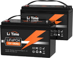 LiTime 2 Pack 12V 100Ah LiFePO4 Lithium Battery Group 31 Lithium Iron Battery for RV Camping Solar