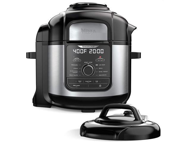 Ninja FD401 Foodi 12-in-1 Deluxe XL 8 qt. Pressure Cooker & Air Fryer that Steams, Slow Cooks, Sears, Sautés, Dehydrates & More, with 5 qt. Crisper Basket, Deluxe Reversible Rack & Recipe Book, Silver