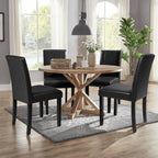 Lacoo Set of 4 Urban Style PU Leather Dining Chairs with Wood Legs, Black