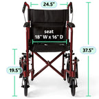 Medline Lightweight Transport Wheelchair Handbrakes
