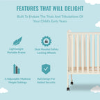 Dream On Me Full Size 2-in-1 Folding Stationary Side Crib, Locking Wheels, French White